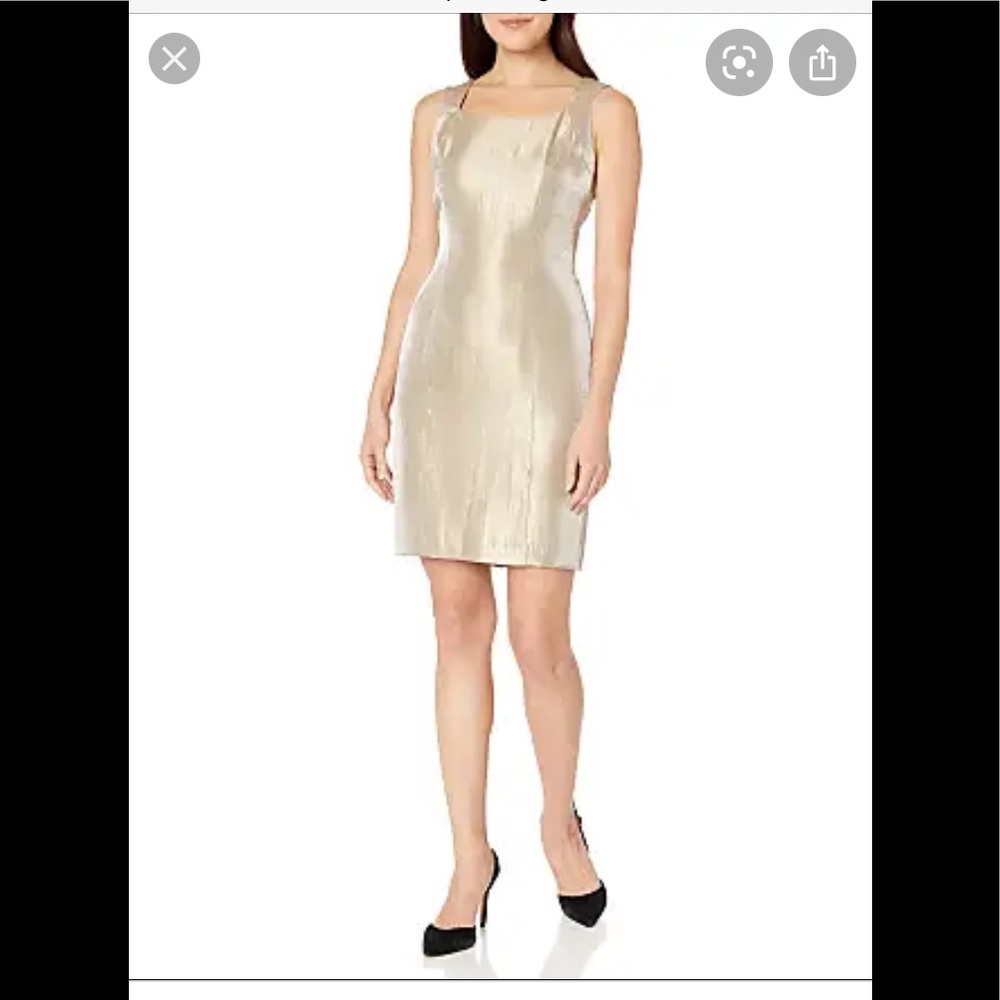 PLUS SIZE KASPER GOLD EVENING RHINESTONE DRESS